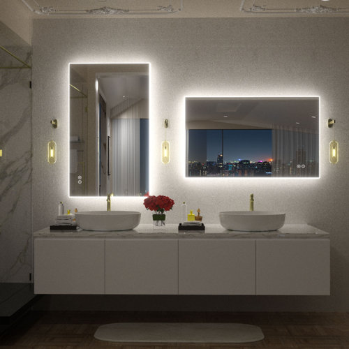 Orren Ellis Aevar Simple & Modern Back LED Lighted Anti-Fog Bathroom ...